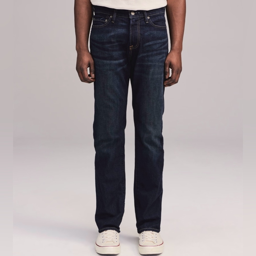Abercrombie & Fitch - KEENAN Straight Stretch Leg Jeans - Dark Blue - 34W x 32L